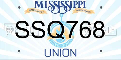 SSQ768 Mississippi License Plate