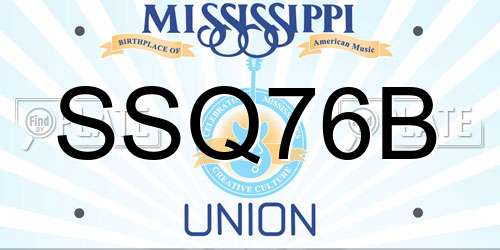 SSQ76B Mississippi License Plate