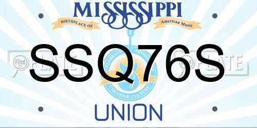 SSQ76S Mississippi License Plate