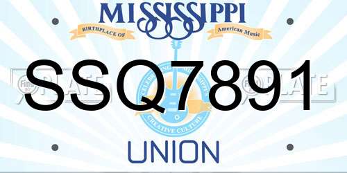 SSQ7891 Mississippi License Plate