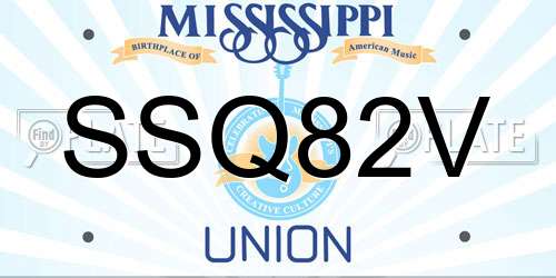 SSQ82V Mississippi License Plate