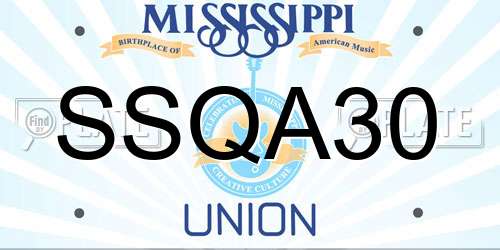 SSQA30 Mississippi License Plate