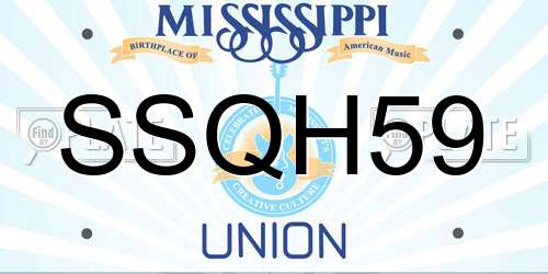 SSQH59 Mississippi License Plate