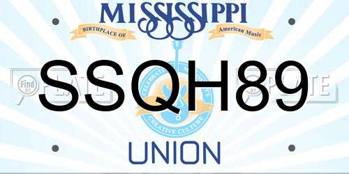 SSQH89 Mississippi License Plate