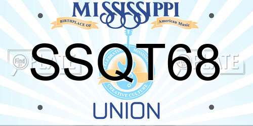 SSQT68 Mississippi License Plate