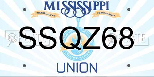 SSQZ68 Mississippi License Plate