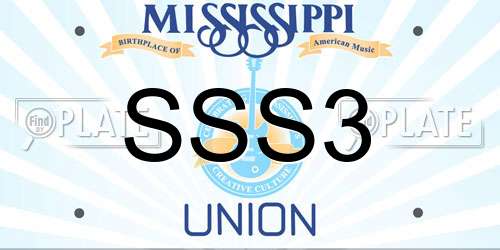 SSS3 Mississippi License Plate