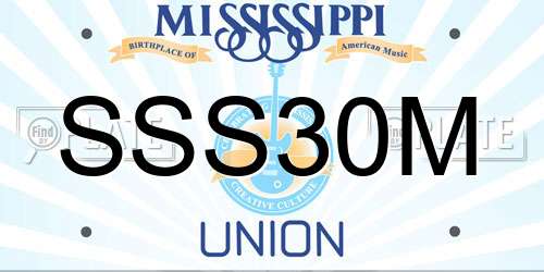 SSS30M Mississippi License Plate
