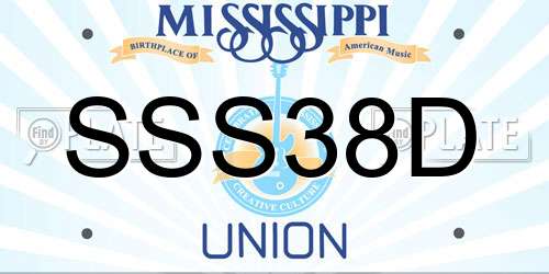 SSS38D Mississippi License Plate