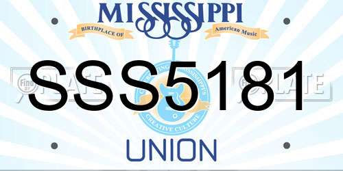 SSS5181 Mississippi License Plate
