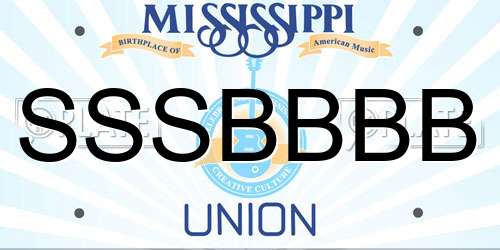 SSSBBBB Mississippi License Plate