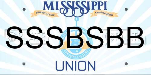 SSSBSBB Mississippi License Plate