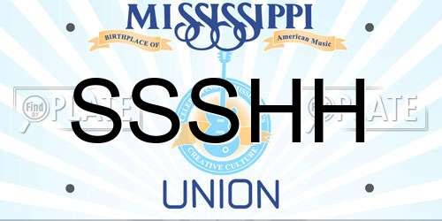 SSSHH Mississippi License Plate