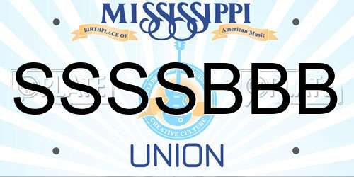 SSSSBBB Mississippi License Plate