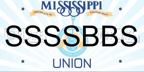 SSSSBBS Mississippi License Plate
