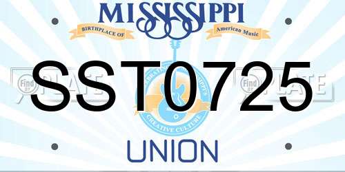 SST0725 Mississippi License Plate