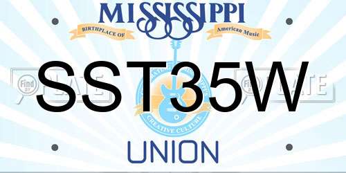 SST35W Mississippi License Plate