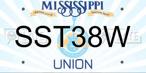 SST38W Mississippi License Plate