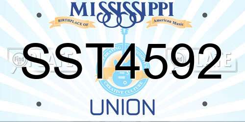 SST4592 Mississippi License Plate