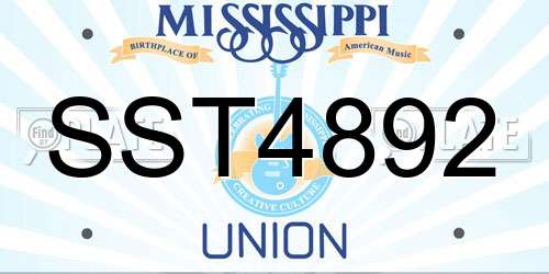 SST4892 Mississippi License Plate