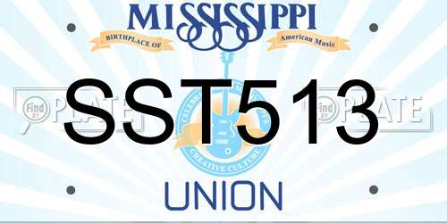 SST513 Mississippi License Plate