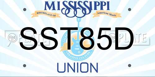 SST85D Mississippi License Plate