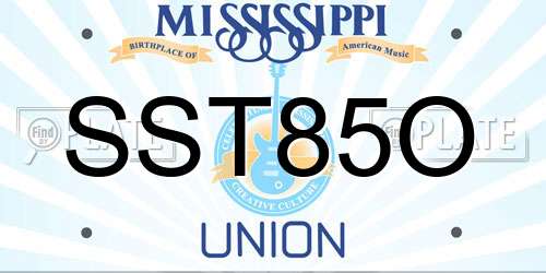 SST85O Mississippi License Plate