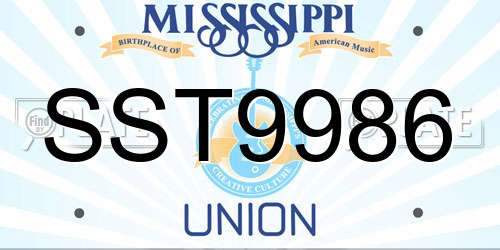 SST9986 Mississippi License Plate