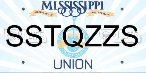 SSTQZZS Mississippi License Plate