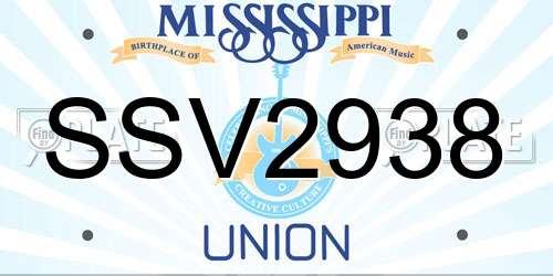SSV2938 Mississippi License Plate