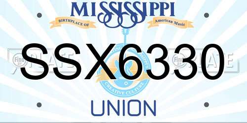 SSX6330 Mississippi License Plate