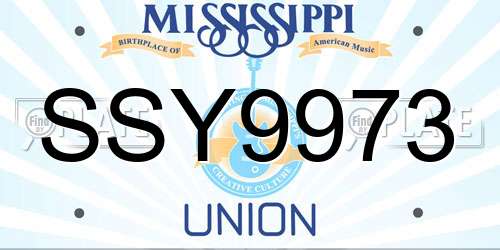 SSY9973 Mississippi License Plate