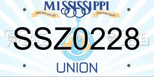 SSZ0228 Mississippi License Plate
