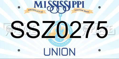 SSZ0275 Mississippi License Plate