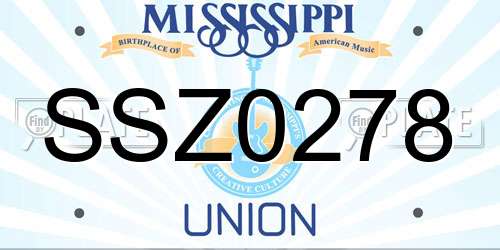 SSZ0278 Mississippi License Plate