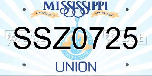 SSZ0725 Mississippi License Plate