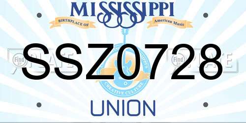 SSZ0728 Mississippi License Plate