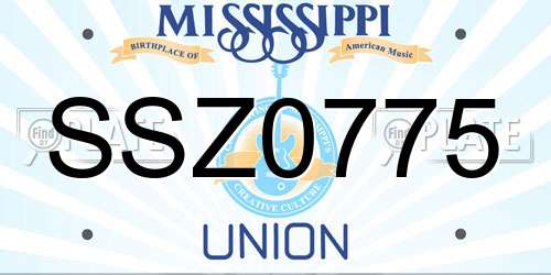 SSZ0775 Mississippi License Plate