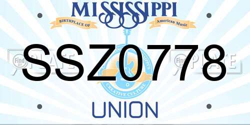 SSZ0778 Mississippi License Plate