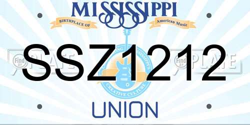 SSZ1212 Mississippi License Plate