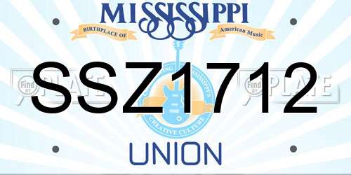 SSZ1712 Mississippi License Plate