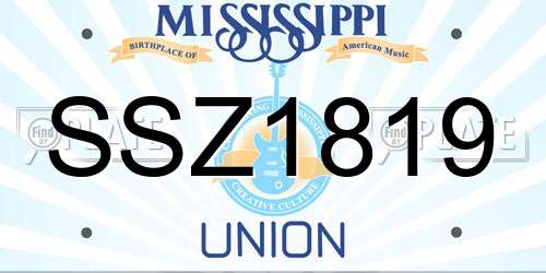 SSZ1819 Mississippi License Plate