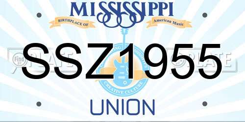 SSZ1955 Mississippi License Plate