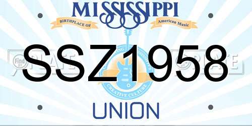 SSZ1958 Mississippi License Plate