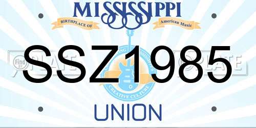 SSZ1985 Mississippi License Plate