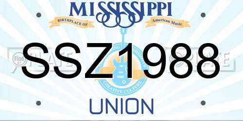 SSZ1988 Mississippi License Plate