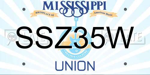 SSZ35W Mississippi License Plate