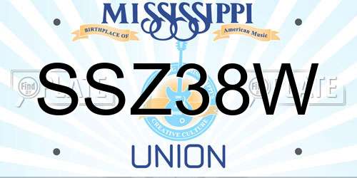 SSZ38W Mississippi License Plate