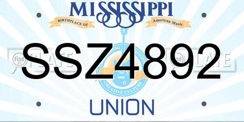 SSZ4892 Mississippi License Plate