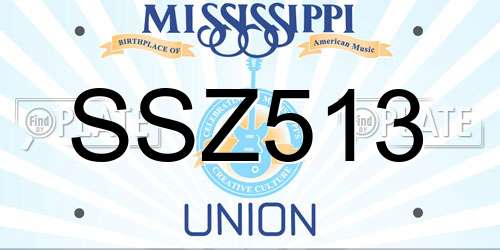 SSZ513 Mississippi License Plate